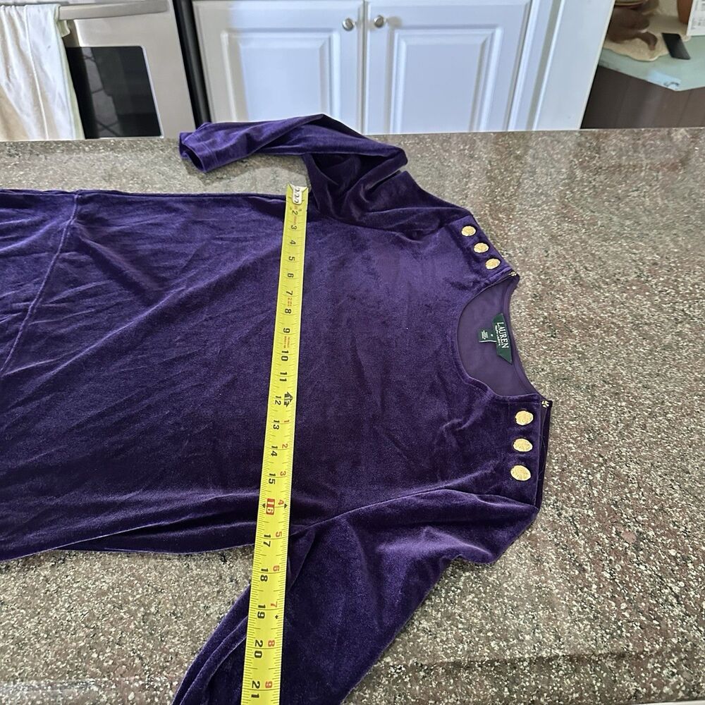 Ralph Lauren Black‎ Label Top Size M Medium Purple Velvet Gold Buttons Gold RARE - Picture 7 of 13